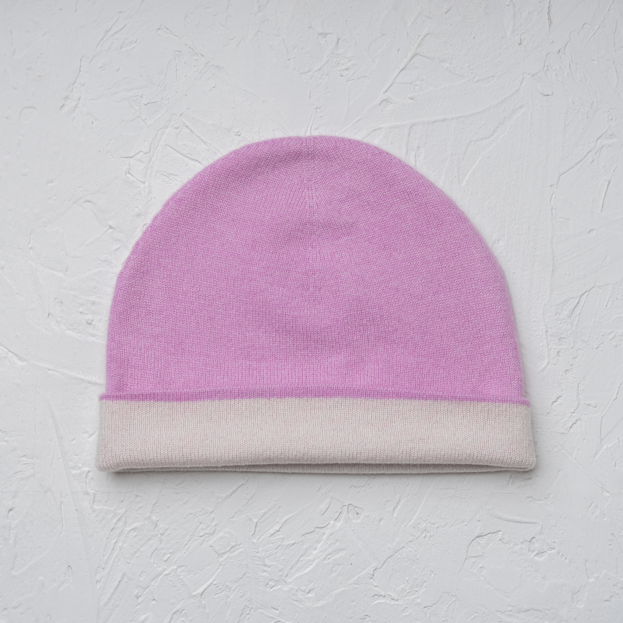 100% Cashmere Reversible Pink/White Beanie – Imperial Cashmere