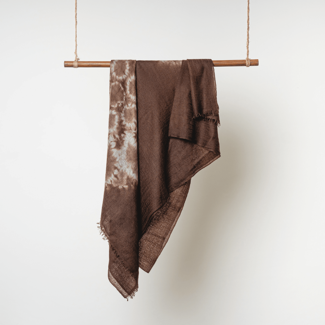 100% Cashmere Brown Felted Shawl