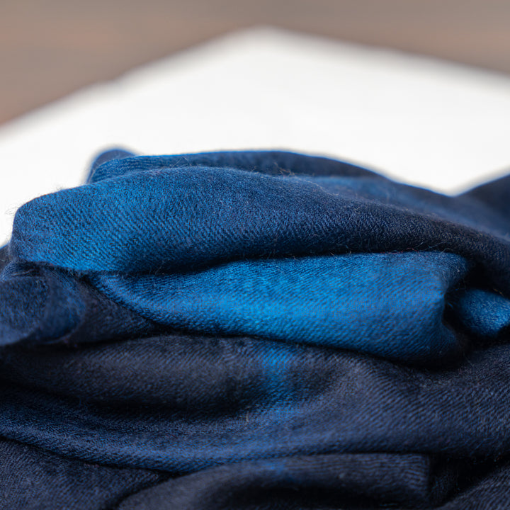 100% Cashmere Deep Blue Felted Shawl