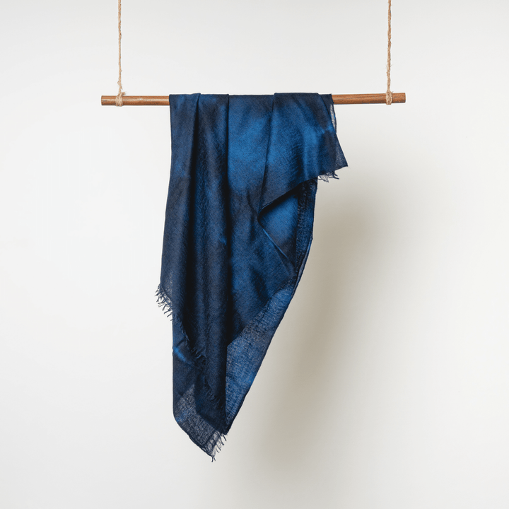 100% Cashmere Deep Blue Felted Shawl