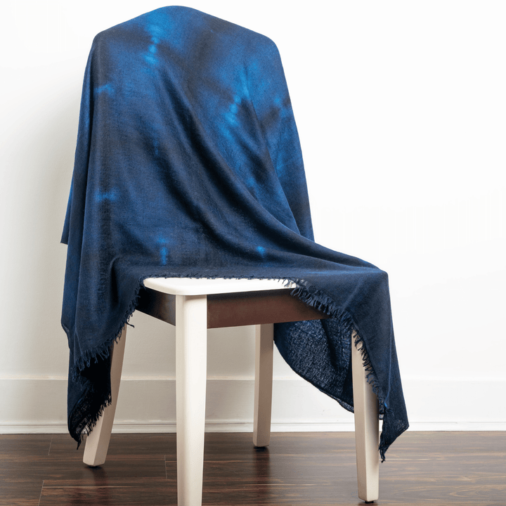 100% Cashmere Deep Blue Felted Shawl