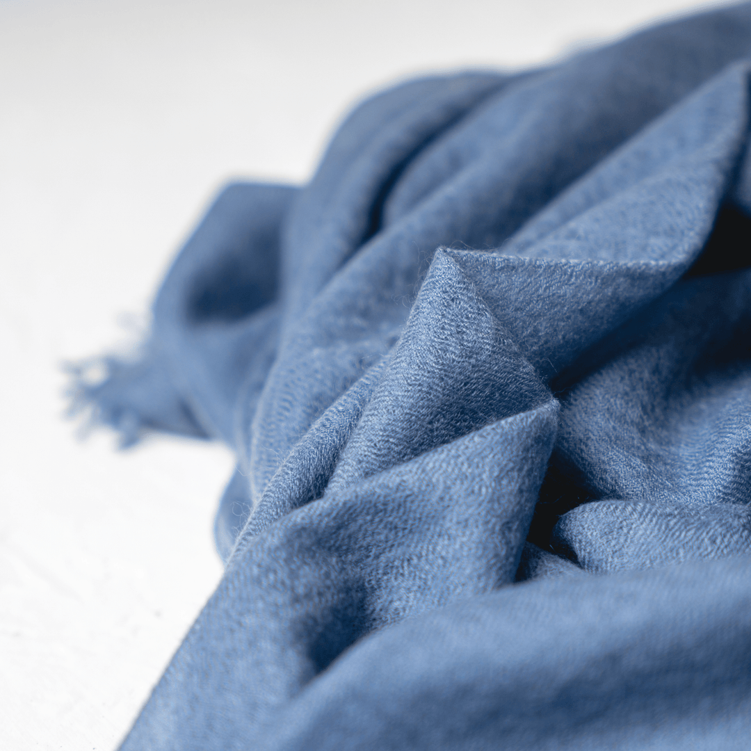 100% Cashmere Pastel Blue Felted Shawl