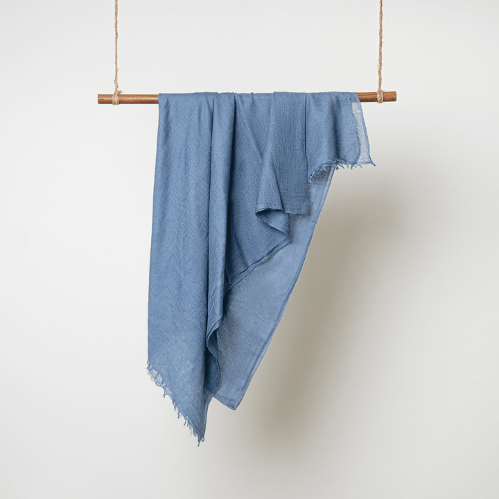 100% Cashmere Pastel Blue Felted Shawl