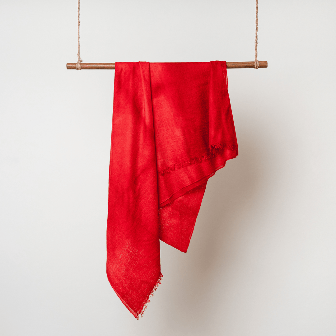 100% Cashmere Red Felted Shawl