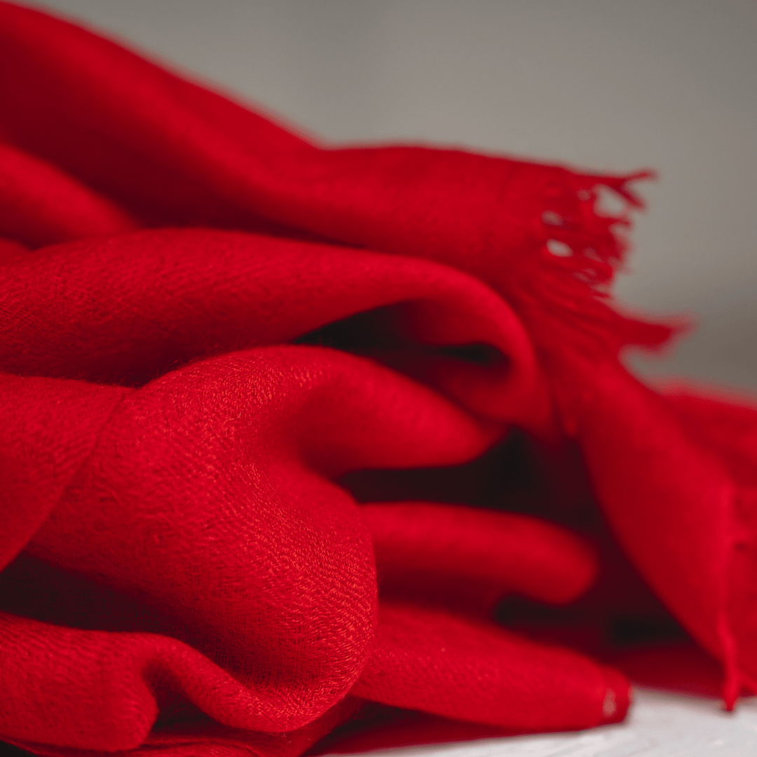 100% Cashmere Red Felted Shawl