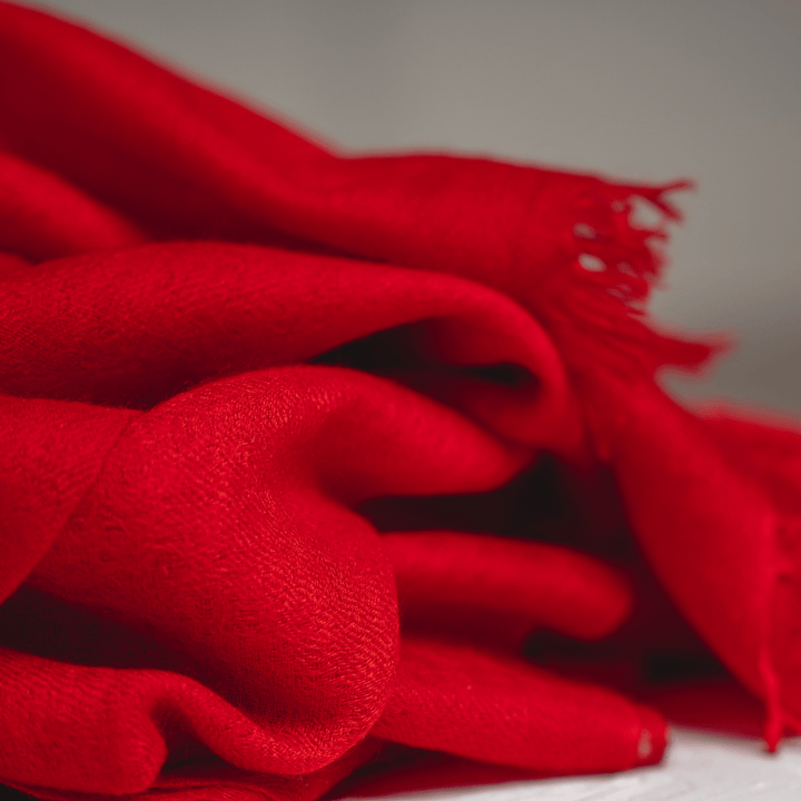 100% Cashmere Red Felted Shawl